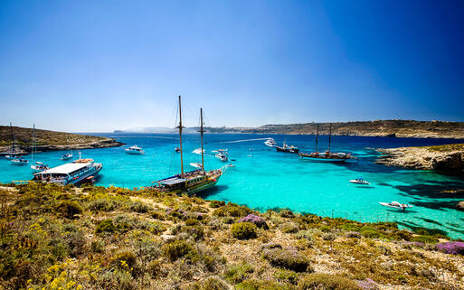 Die berühmte "Blue Lagoon" auf der Insel Comino © Tyler Olson / Shutterstock.com